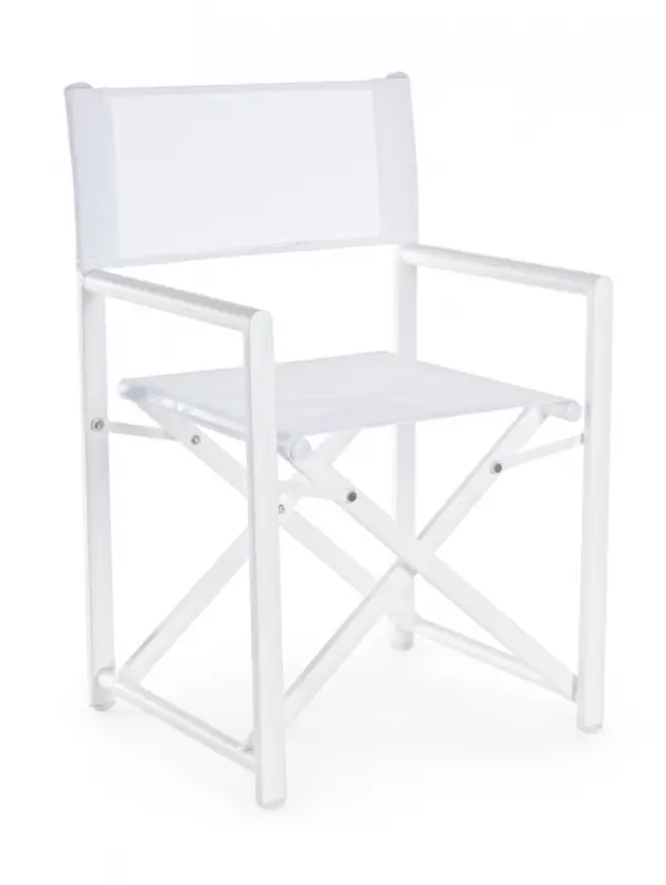 Taylor - Sedia regista per esterni in alluminio e textilene Bianco Sconto