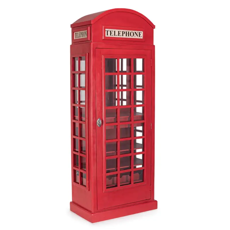Prezzo Di Fabbrica Libreria cabina telefonica Inglese Rossa, Mobile Bar londinese con vetri laterali