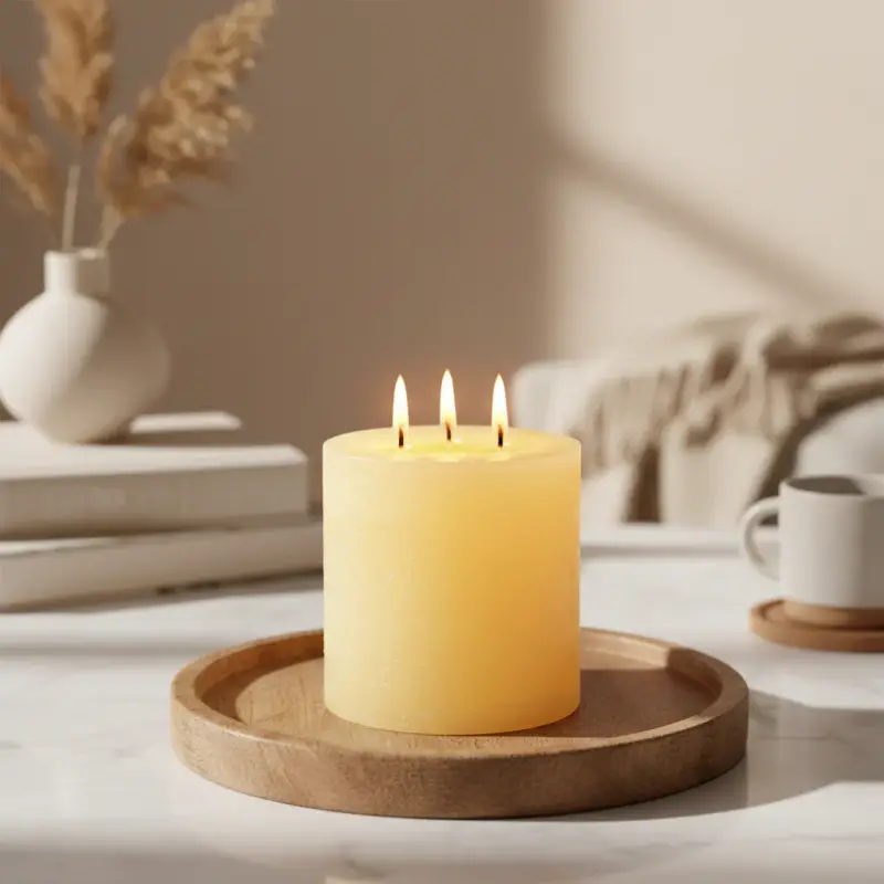 Candela profumata bianca "Pillar Rustic" Ø15 cm x h 15 cm per ambienti Vendita Finale