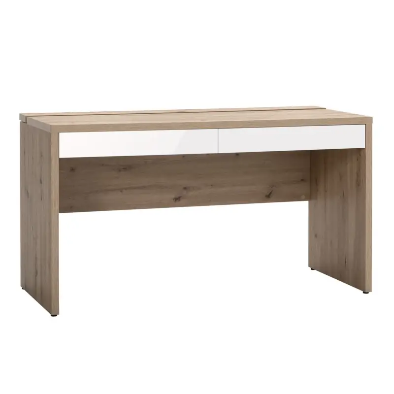 Bestseller Scrivania con 2 cassetti Rovere e Bianco laccato da ufficio 140 cm "Made in Italy"