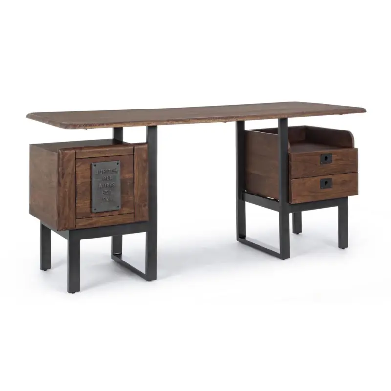 Nuovo Arrivo Scrivania "Jupiter" con 2 cassetti, struttura in legno di mango, stile vintage, 165x70x77h