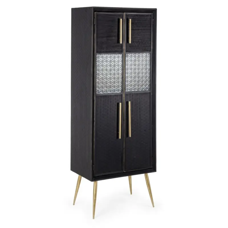 Credenza "Ebony" 2 ante con inserti in vetro, struttura in legno, 171 cm Occasione
