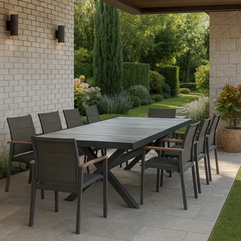 Spedizione Espresso Tavolo allungabile "Zante" in alluminio Antracite e Gres porcellanato per esterno 205\\260 x 105 cm