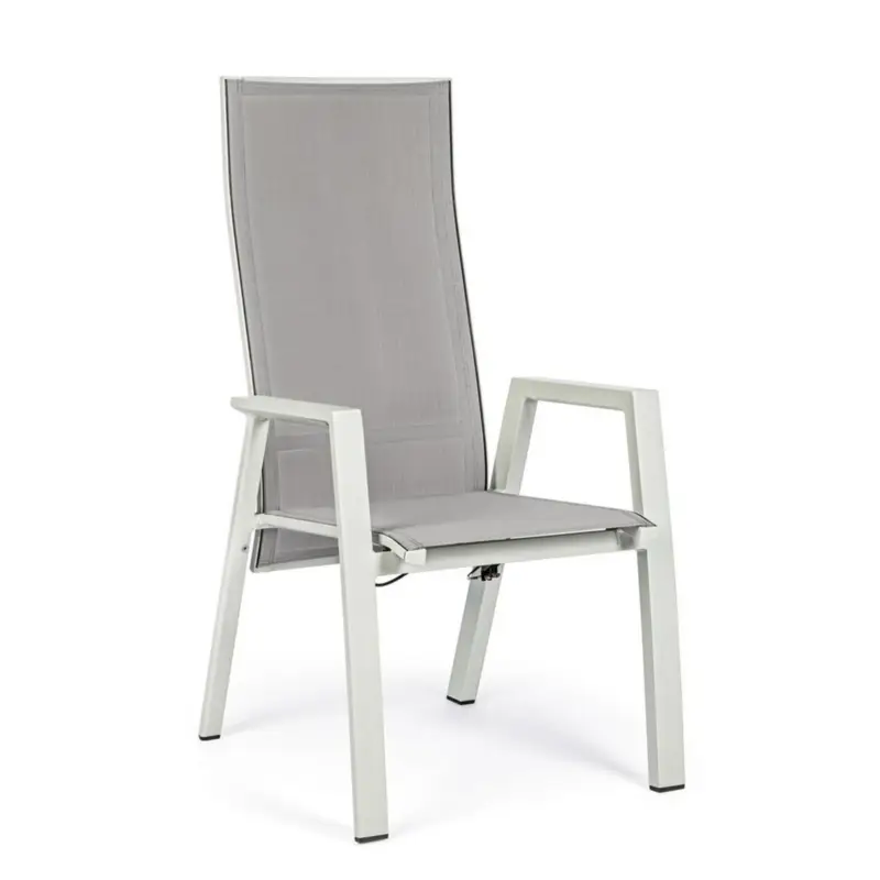 Sedia reclinabile con braccioli "Steven Lunar" struttura in alluminio per esterno Promozione
