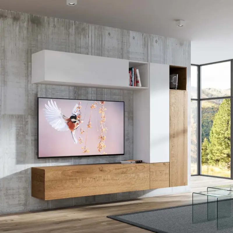 Parete attrezzata per soggiorno porta TV con ripiani per arredamento camere ed interni 254 cm Nuovo Arrivo
