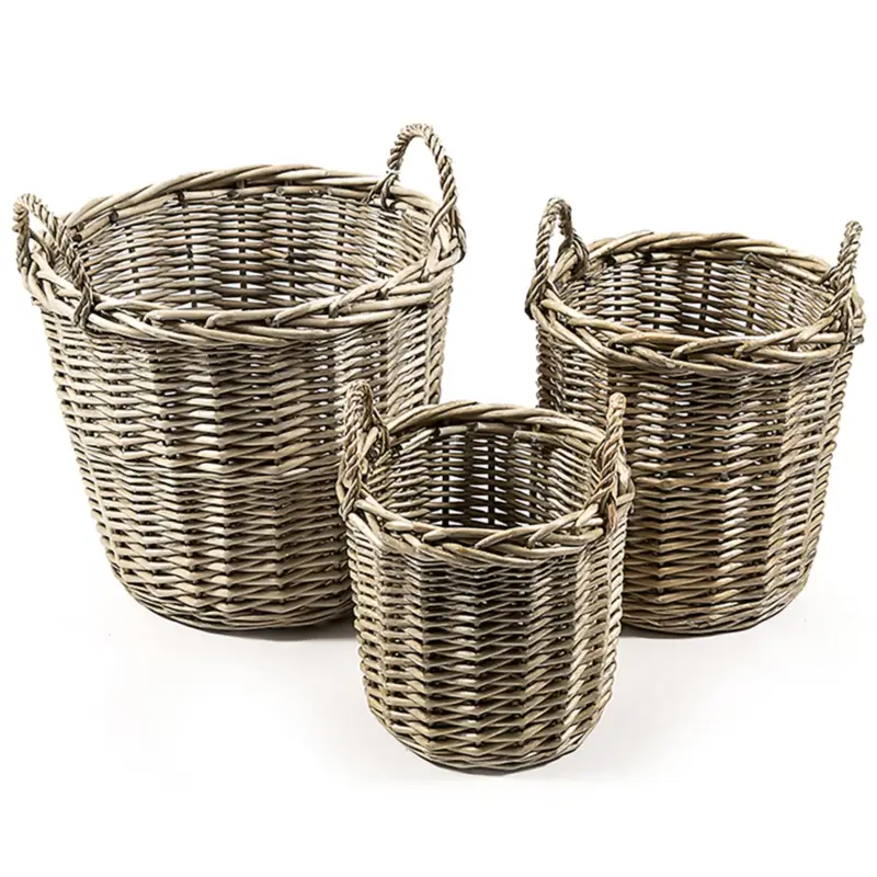 Compra Oggi Stesso Cesti rotondi portaoggetti intrecciati in vimini, con manici, set da 3 pezzi