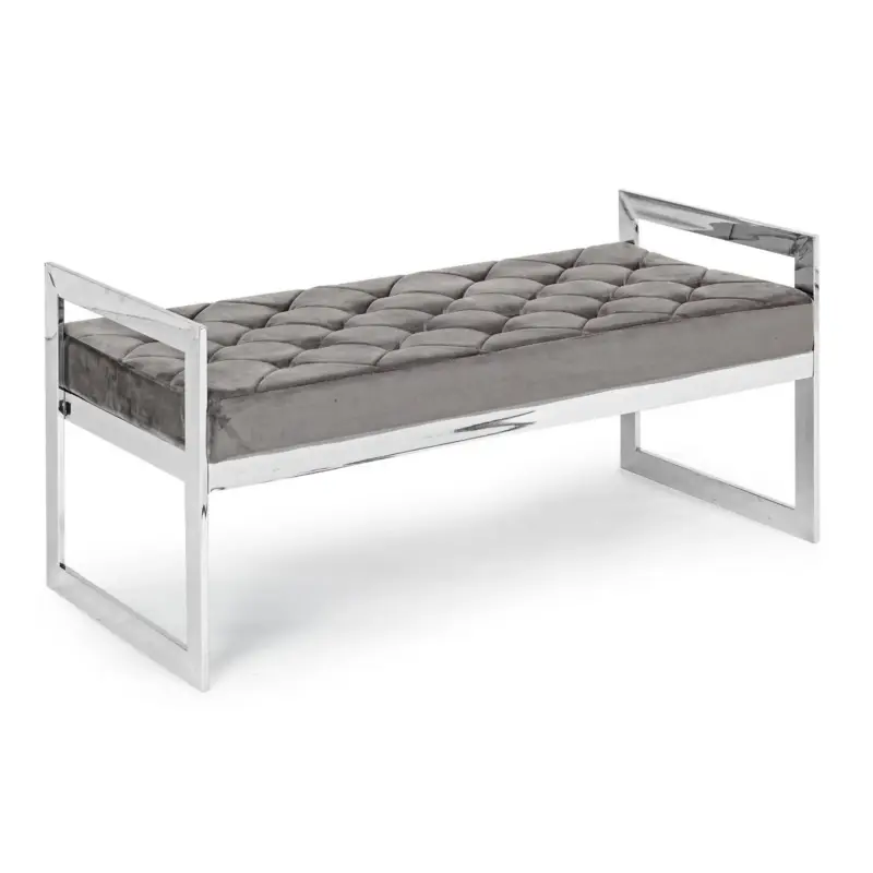 Panchetta per interno "Sveva" con seduta in velluto, color grigio da 97 x 44 cm Novità