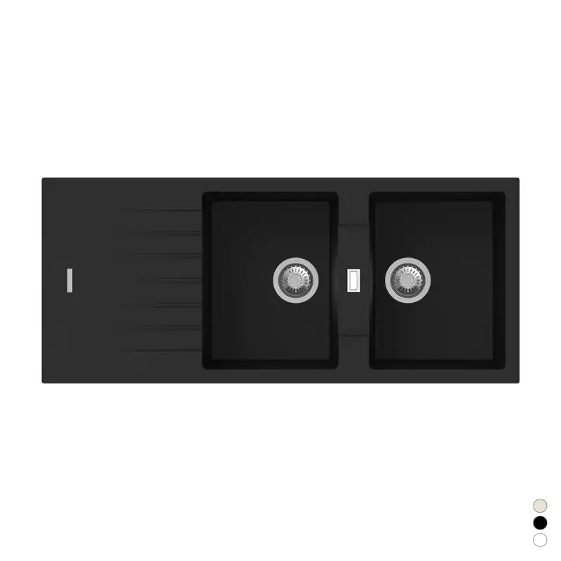 Lavello da incasso in materiale sintetico 2 vasche 116 cm – Avena Prezzo Ridotto