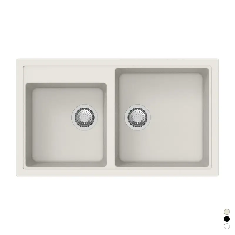 Lavello da incasso in materiale sintetico 2 vasche 86 cm – Nero Acquista Ora