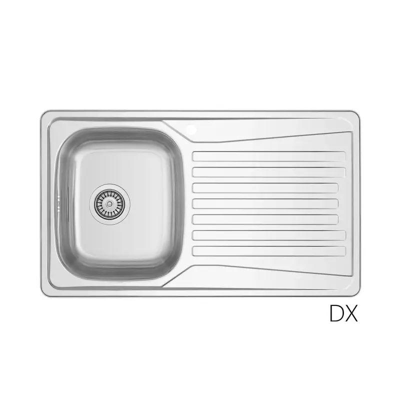 Economico Lavello da incasso in acciaio inox LS02 86×50 cm – gocciolatoio a destra
