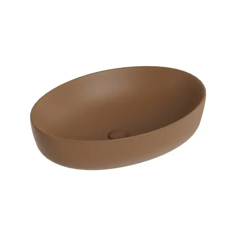 Offerta Del Giorno Lavabo d'appoggio ovale in ceramica da 60x40 cm marrone - Serie Nature