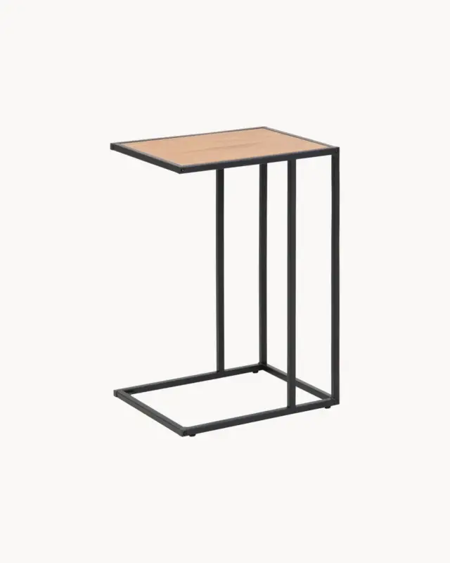 Prezzo Conveniente Tavolino in acciaio con piano effetto rovere Seaford