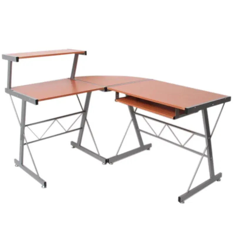 Scrivania per Computer EASY LINE, in legno e allumino, spaziosa - cm 140x115x72, color Faggio Solo Oggi