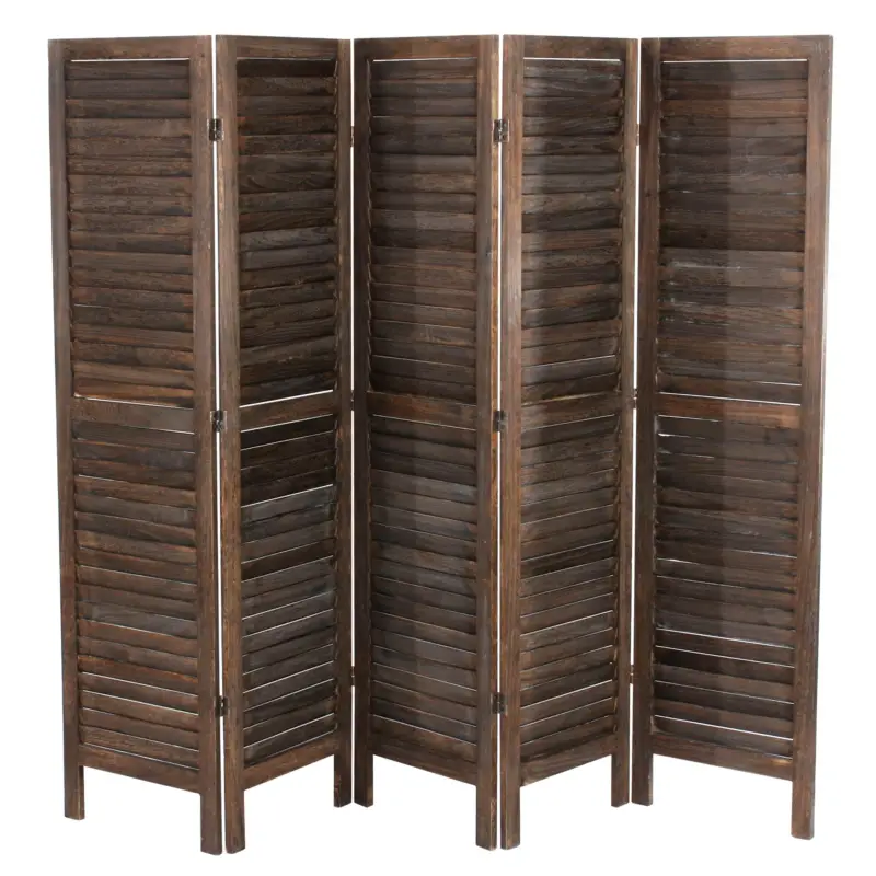 Paravento in Legno LEO, cm 170x228x2, Stile vintage, colore Marrone Occasione Imperdibile