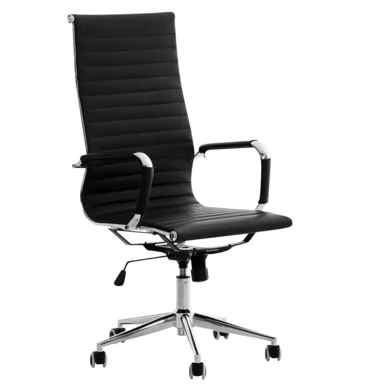 Sedia per ufficio ROMA, Design sofisticato, Telaio in metallo, Rivestita in Pelle color Nero Compra Adesso