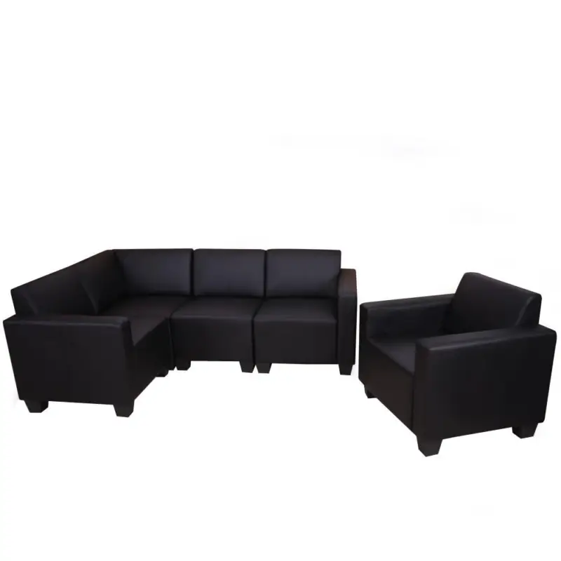 A Buon Prezzo Set divano 4+1 modello LYON, Design Moderno e Comfort, in Pelle colore Nero