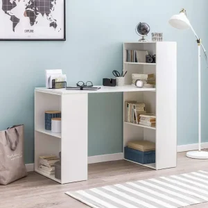 Scrivania JASMINE, Design Moderno, Vari Scomparti, Molto Spaziosa, In Legno, Bianco Must-Have