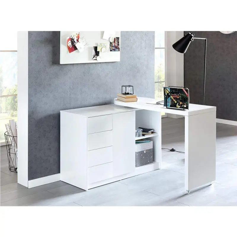 Scrivania di Design EDEN, Personalizzabile, 77x166x42cm, in Legno Bianco Affare