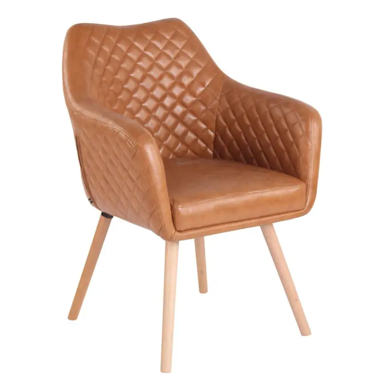 Sedia Ospiti BASILEA, Gambe in Legno color Faggio, Pelle Marrone Chiaro Più Venduto