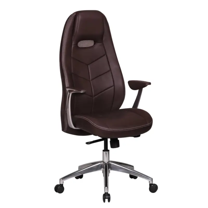 Economico Poltrona Gaming FANGIO, Design sportivo, Rivestimento in Vera Pelle, colore Marrone