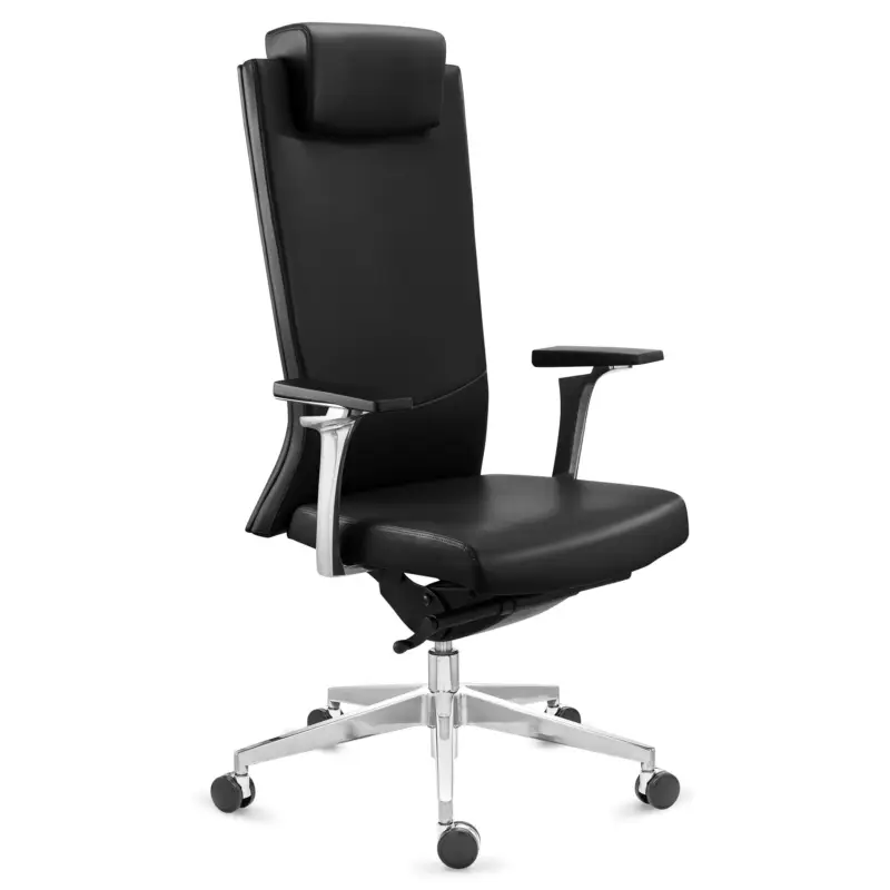A Buon Prezzo Potrona Direzionale TELMO, Elegante, Dettagli Cromati, in Vera Pelle, Nero
