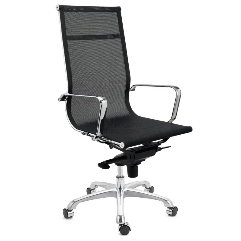 Sedia da Ufficio DOMI, Struttura in Metallo Cromato, Design Elegante, in Rete Nera Compra Adesso