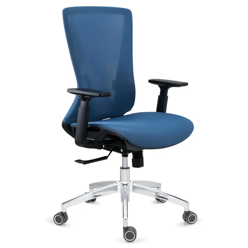 DEMO# Sedia Per Ufficio EVANS, Ergonomica, Elegante, in Rete e Tessuto Azzurro Subito Disponibile