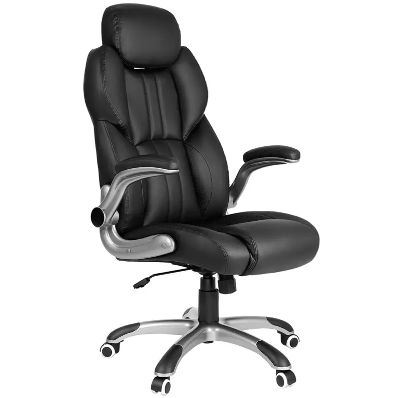 Direttamente Dal Produttore DEMO# Poltrona Ufficio JAKARTA, Braccioli abbattibili, Fino a 150kg, Pelle Nera