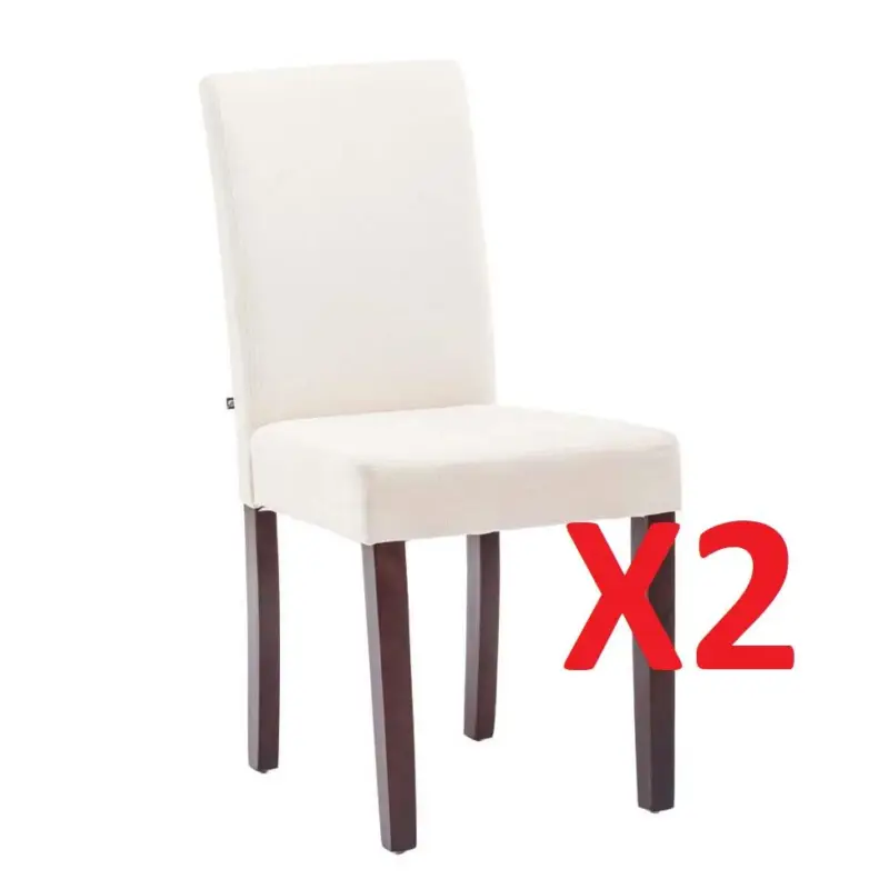DEMO# Lotto di 2 Sedie per Ospiti MITA TESSUTO, Imbottita, Gambe in Legno Marrone, colore Panna Promozione