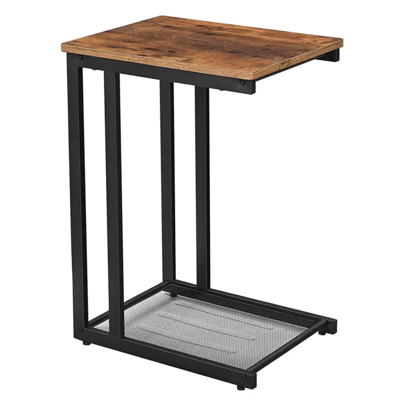 Tavolino Portatile ALFA, Ripiano in Rete, 48x35x65cm, in Metallo e Legno Faggio Prezzo Di Fabbrica