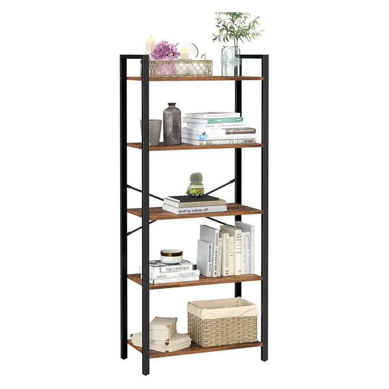 Libreria LYSA, Stile Industriale, Moderna e Capiente, 66x30x153 cm, Acciaio e Legno Novità